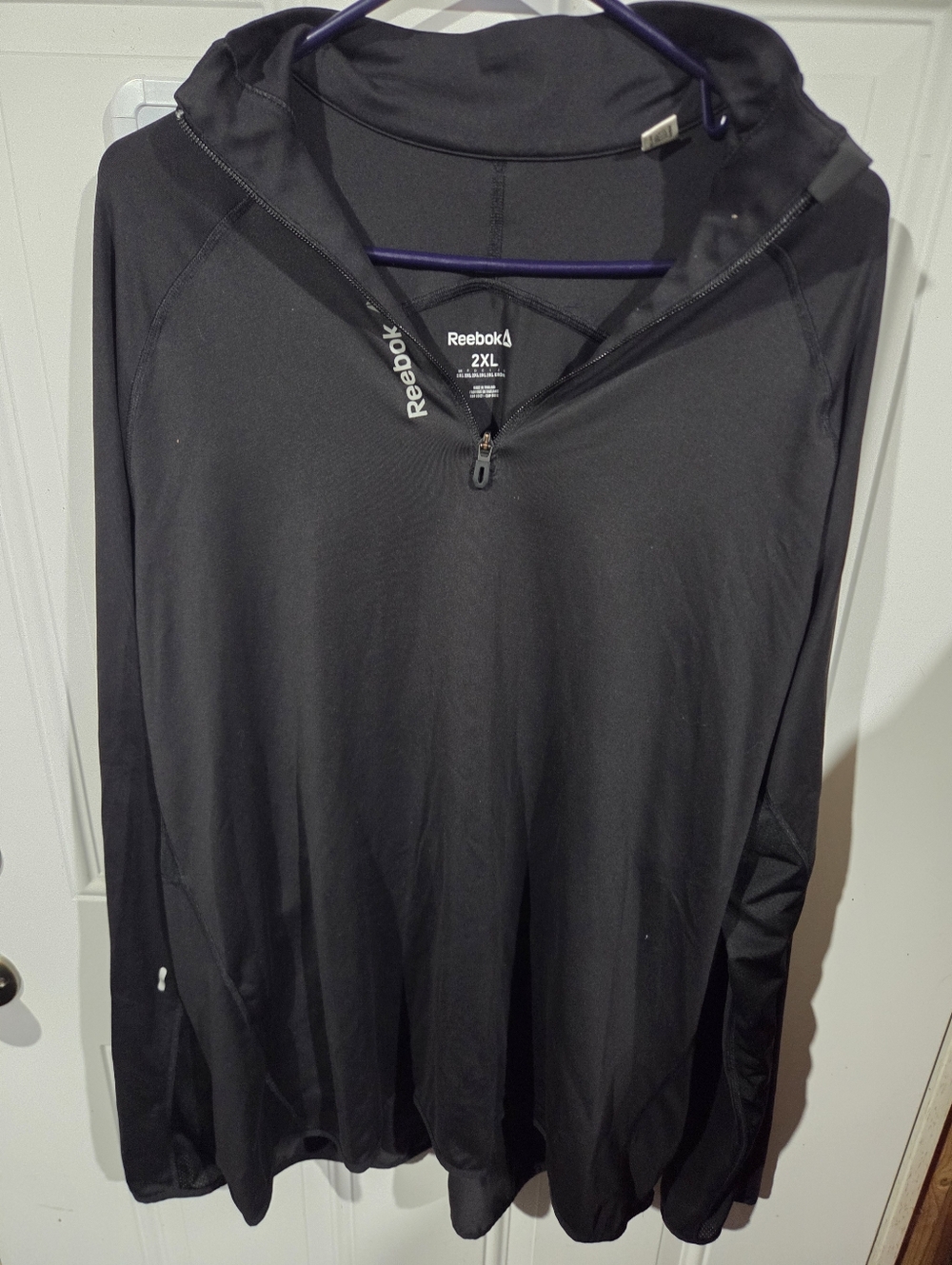 Reebok Black Hooded Quarter-Zip Performance Pullover